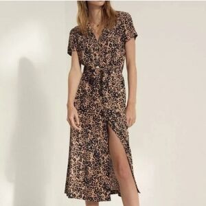 Ar­itzia Leop­ard Print­ Shirt Dress